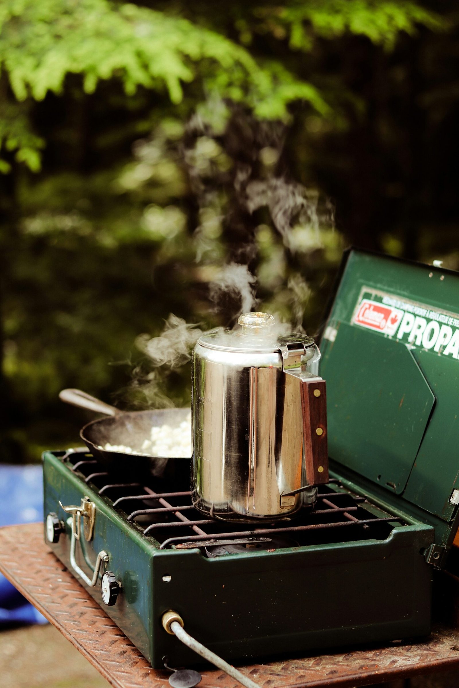 a stove with a pot on top of it